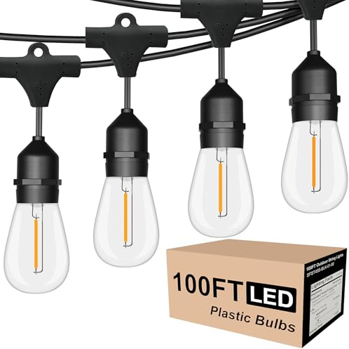 SUFEIMAS Outdoor String Lights Waterproof 100FT Commercial for Patio Market