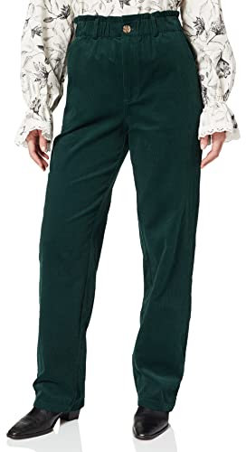 NA-KD Loose Fit Corduroy Pants Panas, Verde, 36 para Mujer
