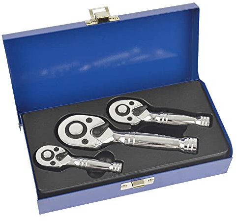 JOMAFA Juego de mini carracas reversibles profesionales 72 dientes 1/4, 3/8 y 1/2, 3 piezas