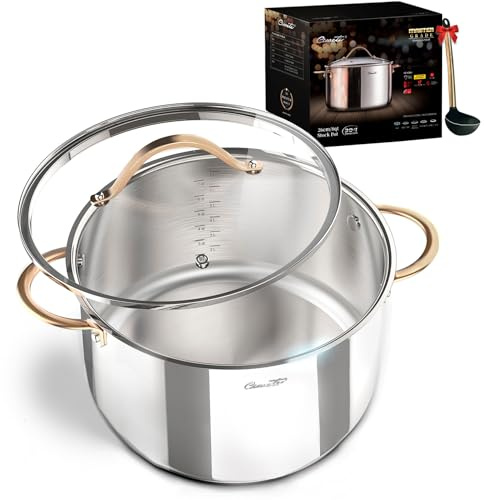 Ciwete 8 Quart Suppentopf, Edelstahl Suppentopf, Suppentopf Kochtopf mit Deckel, Induktionstopf zum Kochen, Edelstahl Gesundes Kochgeschirr Suppentöpfe mit Deckel Spülmaschinenfest