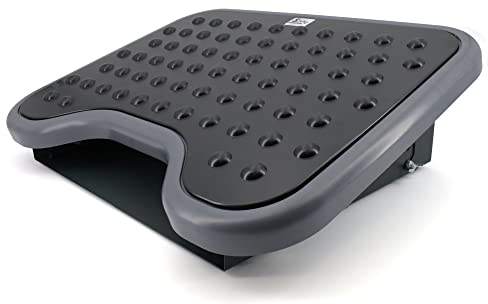 STEY ACCESORIOS - Ergonomische und Höhenverstellbare Fußstütze für das Büro - Auflage aus Recyceltem Kunststoff - 48,5x35,5x13,3 cm -Anti-Rutsch-Basis aus Metall - Massagen - Made in EU