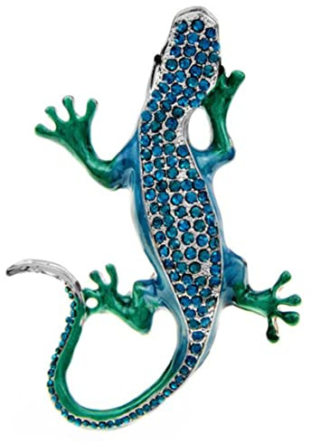 Strass-Brosche für Damen, Eidechse, Gecko, Emaille, niedlich, modisch, Mantel-Zubehör, gutes Geschenk, Emaille, Strass, Metall, Strass