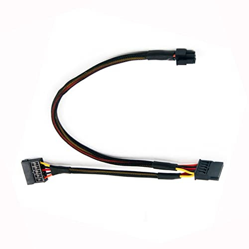 ZkeeShop 15 Pin x 2 to Mini 6 Pin ATX Compatible for 3650 3653 HDD SATA Power Cable Replacement Cable (32cm)