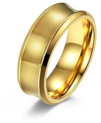 Hoisy Ringe Chirurgenstahl Damen, Dur Ring Gold Außen Konkav Und Innen Konvex Gold Größe 54 Eheringe Antragsring für Frauen
