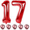 40 Inch Red Number 1 Helium Balloons with Confetti, 17 Digit Balloons - 71st Anniversary Party Decorations