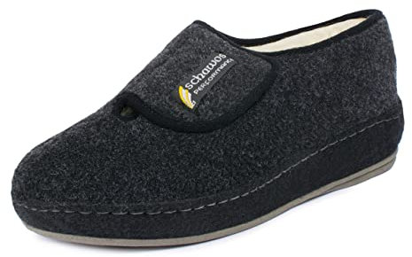 Schawos 6064 pantoufles en feutre pour hommes avec semelle antidérapante, chaudement doublées (noir, 42 EU)