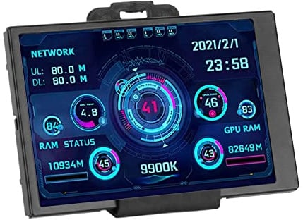3,5-Zoll-IPS-USB--Bildschirm, Tragbarer AIDA64-PC-CPU-RAM-HDD-Datenanzeigemonitor mit Typ-C-Schnittstelle, Unterstützung für 360-Grad-Drehung,