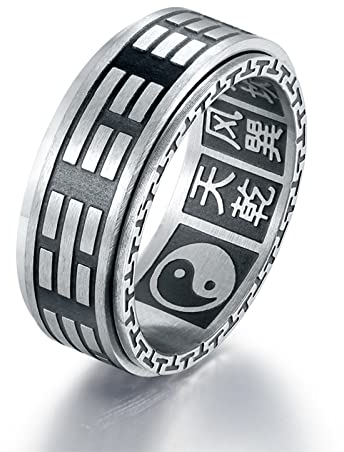 Taoismus Tai Chi Bagua im chinesischen Stil, drehbar, Titanstahl, Punk, Hip-Hop, Herrenringe für männlichen Freund, Schmuck, Kreativität, Geschenk