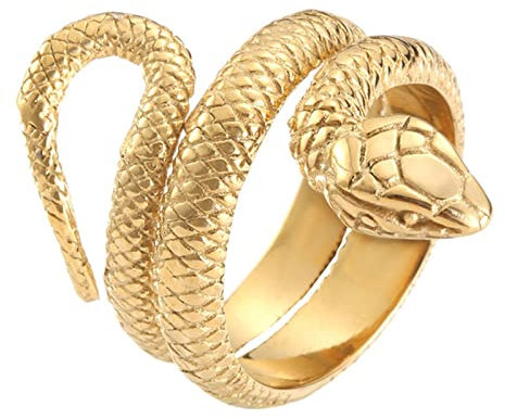 Jinqian 22mm Schlangenform Eichelring Metall Penisring Penis Eichel Intimschmuck Vorhaut Rückhaltung Vorhautring Keuschheit Bondage SM Erotik Sex Spielzeug für die Männer (Gold)