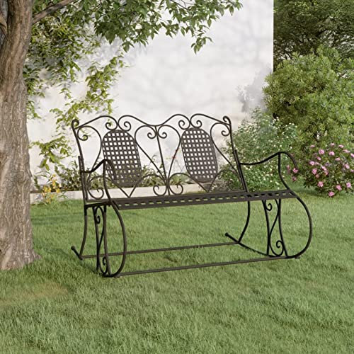 Tidyard Schaukelstuhl 2-Sitzer Gartenbank Gartenschaukel Sitzbank Parkbank Metall Gartenmöbel 113 cm Schwarz Stahl