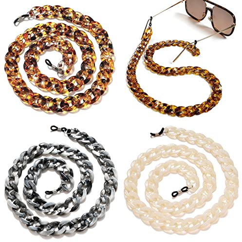 LTHERMELK 3 Stück Fashion Twist Link Acryl Brillenketten Sonnenbrille Ketten Rutschfeste Kette Acryl Brille Zubehör für Damen und Herren