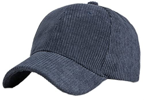 GIBZ Cappellino da Baseball Classic Unisex, Cappello da Sole in Velluto a Coste Regolabile con Visiera Curva, Berretto per Sport, Blu Navy