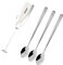 Set Fackelmann para Café, Incluye 1 Espumador de Leche Fackelmann para Mezclar Bebidas y Hacer Espuma en Pocos Segundos, Juego de 3 Cucharas Largas para Bebidas, 19 cm