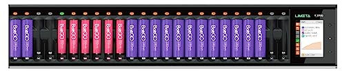 LIMETA 24 Slots AA AAA Smart Battery Charger,Universal Fast Battery Charger with Discharge& LCD Display for AA AAA Li-lon, LiHv, NiMH, NiCd, HiFe, NiZn Rechargeable Batteries