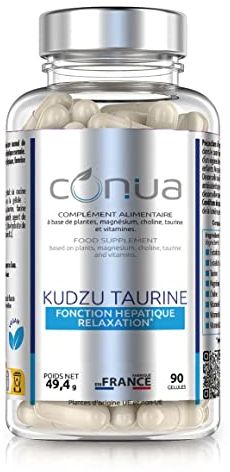 Le Kudzu Valériane Taurine Conua | FONCTION HEPATIQUE RELAXATION* | Choline, Magnésium Vitamines B1, B6 et B12 | Sans Additifs | Standardisé en ISOFLAVONES | Antioxydant Puissant | VEGAN