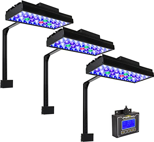 3PCS PopBloom Led Aquarium Beleuchtung 300w, Meerwasser Aquarium led volles Spectrum für 130-170CM Reef Coral SPS/LPS Aquarium Turing30