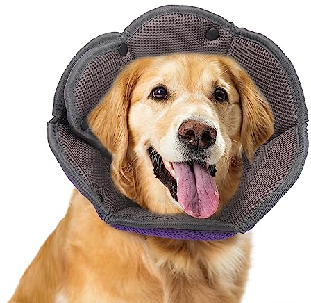 Hjyokuso Collerette Chien et Chat, Ajustable Collier de Récupération, Anti Lechage - Violet L