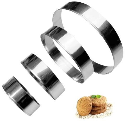 Riisoyu 4 Stück Ausstechformen rund, Edelstahl Ausstechformen Ring Circle Cookie Cutter Ringe Keksformen Edelstahl Circle Cookie Cutter für Plätzchen Keks Kekse Gebäck