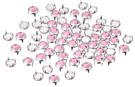 sourcing map 50 Stück Strass-Nieten, 6 mm, schillernde 4 Krallen, Nagelkopf-Nieten, dekorative Nieten für Heimwerker, Lederhandwerk, Kleidung, Tasche, Gürtel (Pink)