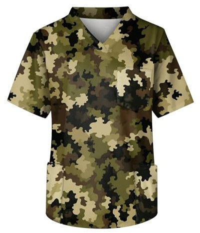 Whitewear Wissenschaftslabor Arbeitshose Fit Länge Ca. 70 Cm Kasackskasacks Freizeit Kasack Herren Krankenhaus Pflegebekleidung Wellness Kasack Elastischem Bund Und Gesäßtaschen(1-Camouflage,XL)