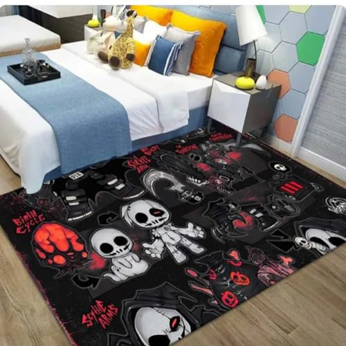 PASPRT Black Rug For Living Room Skull Horror Home Decor Carpet Door Mat Hallway Bedroom Bathroom Mat Kitchen Floor Mat 200X300CM