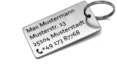 GravurenKingDE Schlüsselanhänger aus Edelstahl mit persönlicher Lasergravur - Adresse, Kontakt, QR-Code usw.