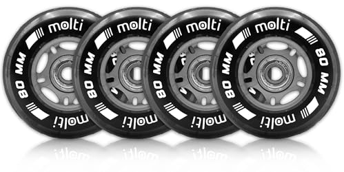 Molti Räder mit Kugellager MOLTI ABEC9 4er- Pack Indoor-/Outdoor-Rollschuh Räder Inlin-Skates Freizeitspaß 80 * 24mm transparent