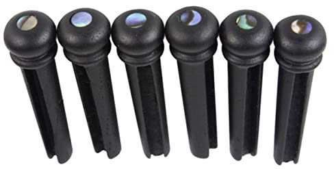 FUNOMOCYA Ebony Guitar Bridge Pins Folk Guitar Bridge Pegs 6 Pcs with Dot Inlay for Repair