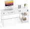 GreenForest Schreibtisch 140cm - Bürotisch mit Stauraum und Monitorständer für Home Office, Reinweiß