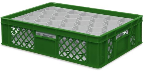 BRB Gläserkiste 600x400 mm für 15, 24, 33 oder 40 Gläser, farbig (Grün, für 33 Gläser Ø 75 mm, Glashöhe max 122 mm)