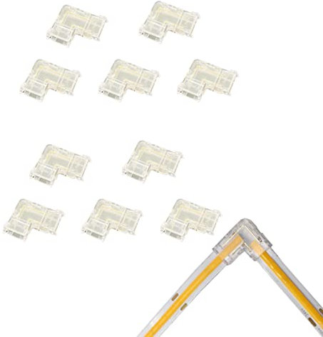 Boarda COB-LED-Streifenverbinder, 10 Stück, 2-polig, gapless Verbindung, Verbindungskabel oder L-Formverbinder für 5 mm, 8 mm, 10 mm, COB LED Strip (5 mm, L-90 ° Click Connector)