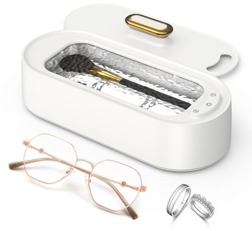 Onherm Ultraschallreinigungsgerät 380ml Brillenreinigungsgerät Mit 2 Modi Tragbar Ultraschallgerät 45000Hz Ultraschallreiniger für Brillen Schmuck Uhren Zahnersatz Münzen