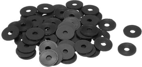 sourcing map Lot de 60 rondelles plates M4 en nylon - 4 mm x 15 mm x 1 mm d'épaisseur - Œillets unis en plastique - Noir