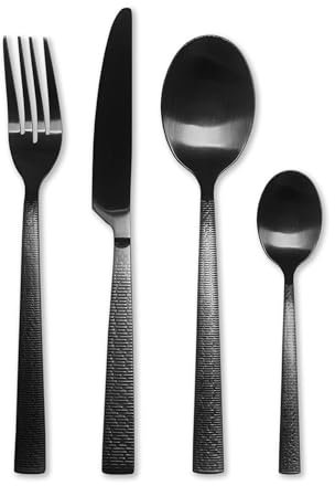 Ménagère 16 pièces - Collection Ecorce (Noir Mat)