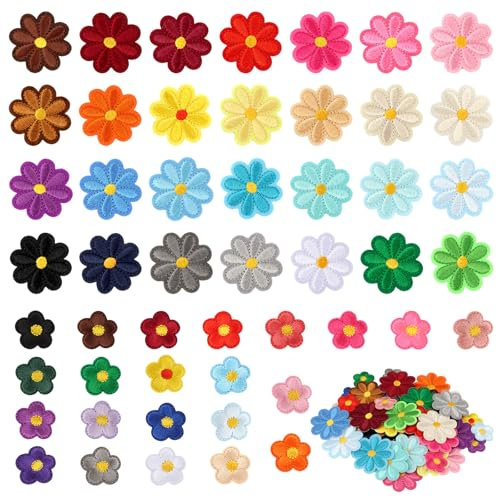 50 Stück Patches zum Aufbügeln,Flicken zum Aufbügeln,Florale Aufnäher zum Aufbügeln,Bestickte Aufnäher für Hut Jeans Kleidung Rucksäcke DIY-Zubehör