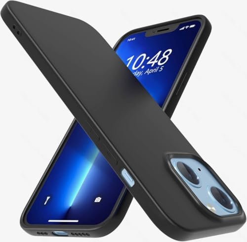Eiselen iPhone 13 Hülle, Ultradünne Matt Schwarz weiche Silikon Handyhülle mit hautschmeichelnder Griffigkeit | Stoßfeste Anti-Fingerprint Schutzhülle Case