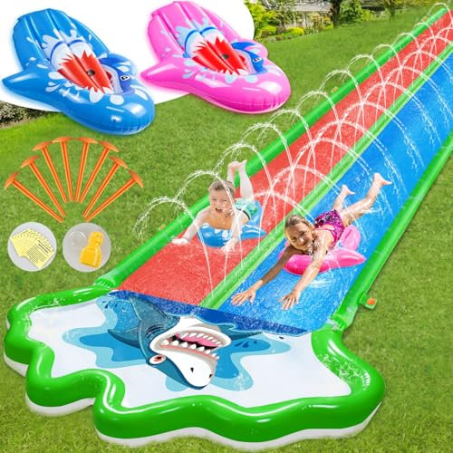 Aufblasbare robuste Rasenrutsche mit 2 Bodyboards, Sommer-Wasserspielzeug, 6 x 1,8 m, 4,5 kg, für Kinder-Hinterhof