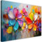 Feeby Bild auf Leinwand - Wandbilder Wohnzimmer Aesthetic - Bunte Blumen Abstrakt - 120x80 cm XXL 1tlg - Schlafzimmer Wandekoration - Bilder Zimmer - Living Room - Deko Wandbilder - Moderne Bild