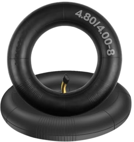 AZIEMARS Lot de 2 chambres à air 4.80/4.00-8 avec tige de valve incurvée TR87 4.80-8 pour tondeuse à gazon brouette, roue, chariot de jardin, tondeuse, barrière, monocycle