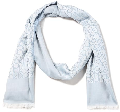 Calvin Klein Damen Chambray Border Logo Scarf With Eyelash Fringe Modischer Schal (1er Pack)