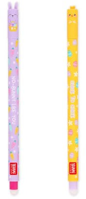 Legami - Set di 2 Penne Gel Cancellabili, Easter Edition, Penne con Inchiostro Cancellabile Termosensibile, Rosa, Viola, Erasable Pen, Cancella Senza Consumare il Foglio, Punta 0,7 mm