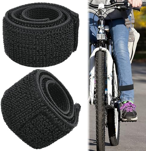 2 PCS Serre Pantalon Velo, Pince Pantalon Velo Brassard Sécurité Noir, Élastique Pince à Vélo pour Pantalon Femme Hommes, Velcro Clips de Jambe Pantalon Velo pour Vélo, Jogging, Randonnée, Alpinisme