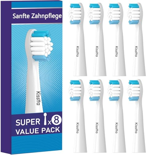 8er Aufsteckbürste Kompatibel mit Oral B Pulsonic Elektrische Zahnbürste, Pulsonic Aufsteckbürsten Mit Staubabdeckung Kompatibel mit Oral B Für sanfte Zahnpflege (Weiß)