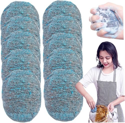 Tampon Jex avec Savon en Laine d'acier 10 Pcs Poussions De Laine en Acier Easy Nettoyage éPoudeur RéUtilisable Absorbant Absorbant Et Mousse Riches en Laine en RéAlité