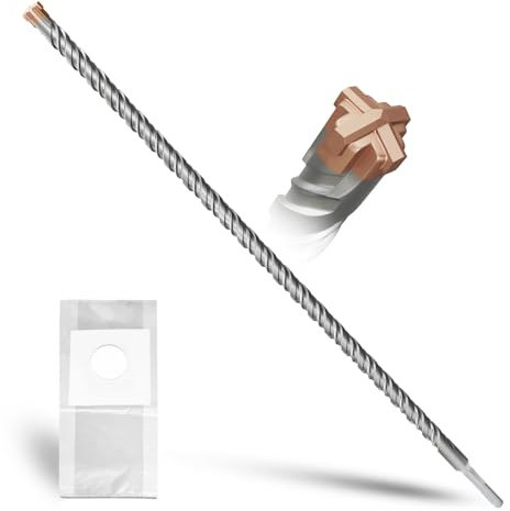 METOTY SDS Plus bohrer 18mm×600mm,mit 4 Hartmetallschneiden,Kopf mit Beschichtung,Steinbohrer,Hammerbohrer,Betonbohrer,Für Stein,Beton,Naturstein,Ziegelmauer