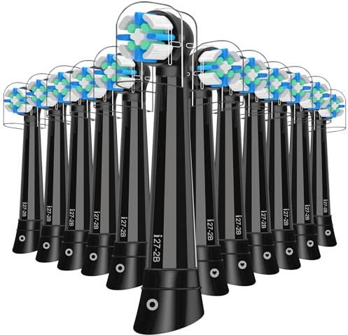 12 Stück Aufsteckbürsten Kompatibel mit Oral B IO 3N/3/4/5/6/7/8/9/10 Series Zahnbürste Elektrische, IO Zahnbürste Aufsätze Kompatibel mit Oral B für gute Reinigung und Schutz der Zähne(Schwarz)