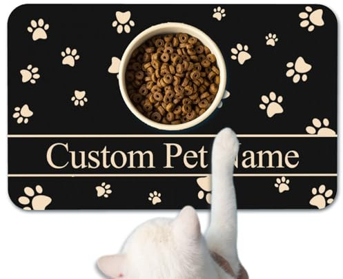 Doormat Personalised Bowl Mat Dog Feeding Mat Cats Front Door with Name and Photo Doormat Design Your Own Pet Dog Owners Non-Slip Washable Gift Housewarming Topping Party Birthday