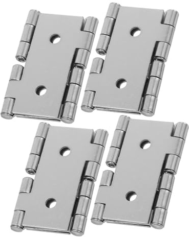 JUMPLAWN Doppelschwingscharniere in Silber aus Eisen mit 25mm Lochabstand und 4,3mm Lochdurchmesser 4 Stück Zuverlässige und Robuste Verbindung für Möbel und Schranktüren