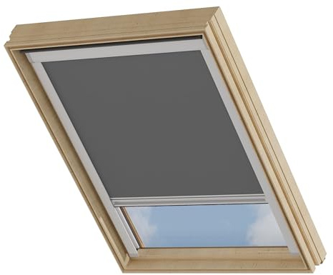 Cocoon Dachfenster Verdunkelung F06 - Kompatibel mit VELUX - Dunkelgrau | Dachfenster Rollo mit Thermobeschichtung - 100% Verdunkelnd - Leichte EasyClick Montage - Kompatibel mit VELUX Dachfenstern