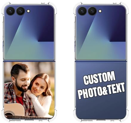 Personalisierte Handyhülle für Samsung Galaxy Z Flip 7 Hülle Custom Foto Bild Text selbst gestalten Anti-Vergilbung Case Durchsichtig,Silikon Transparent Kratzfeste Rückseite Schutzhülle Ultra Dünne